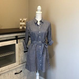 Vineyard Vines for Target Navy Blue and White Gingham Shirt Dress S